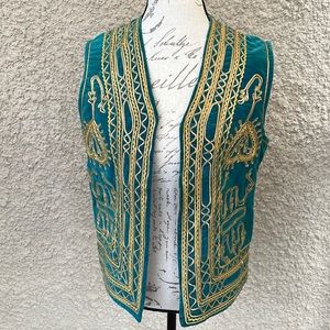 Vintage velvet vest with gold appliqué